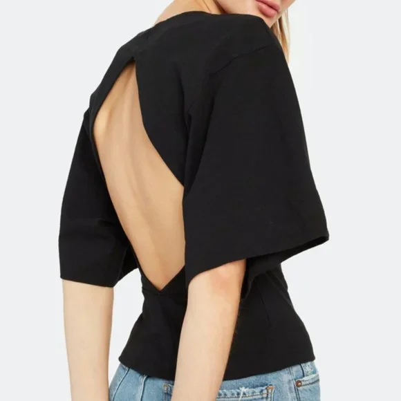 Bassike Double Jersey Batwing Short Sleeve T-shirt In Black Size XL - Picture 1 of 8